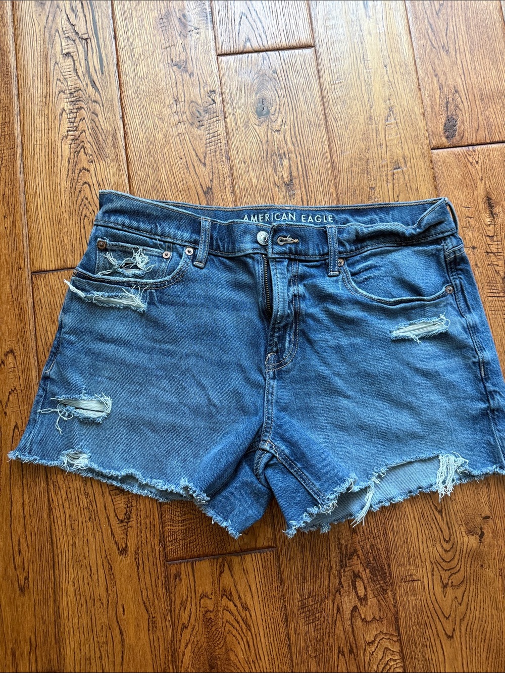 American Eagle Outfitters Medium Blue Distressed Denim Shorts